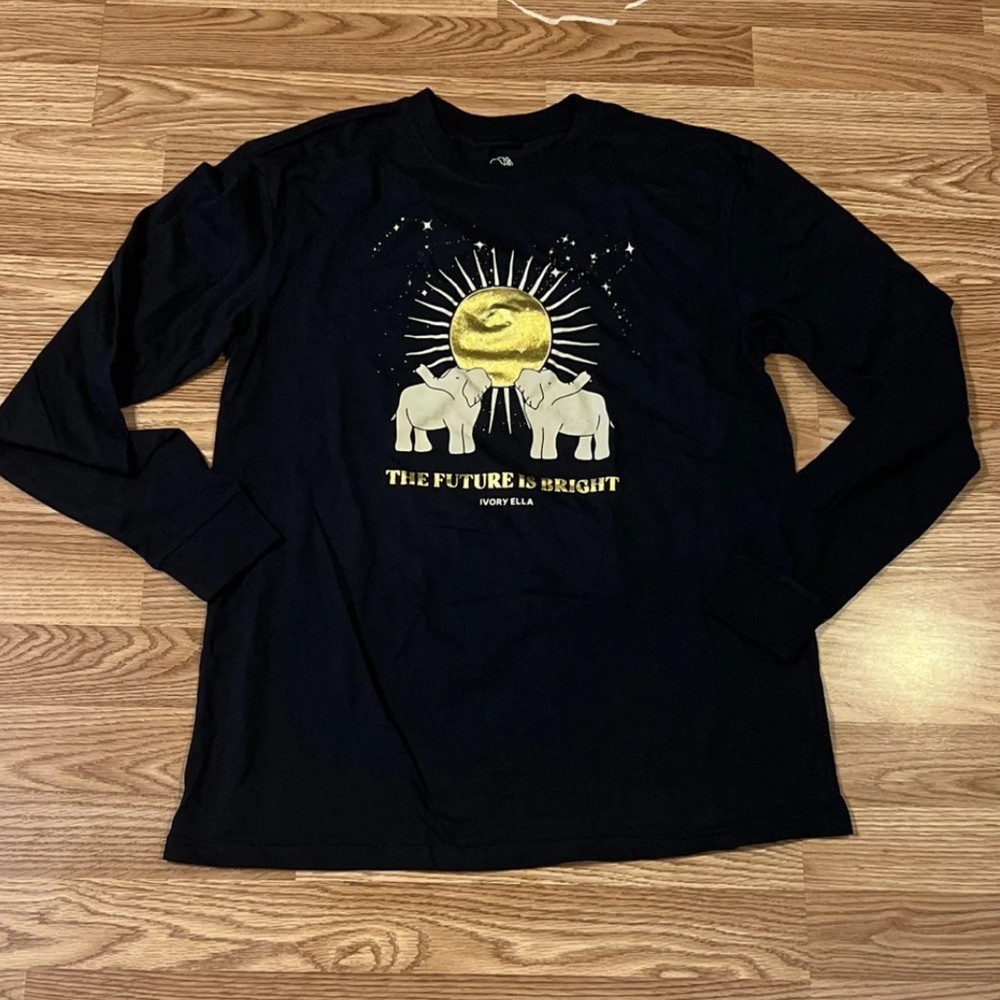 Womens Ivory Ella - black with gold LS- size small